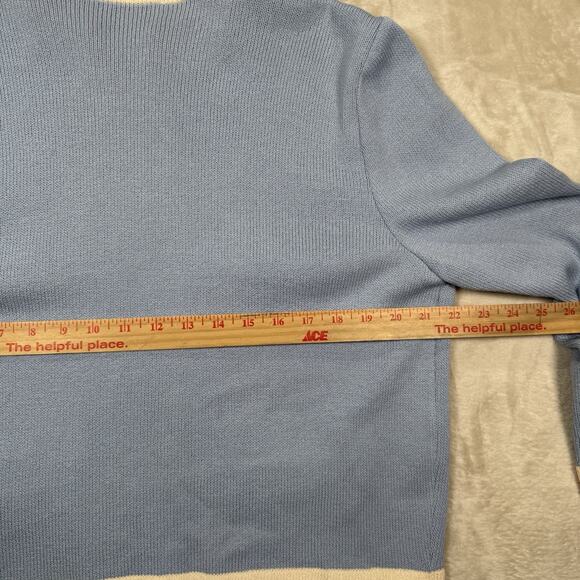 VTG St. John by Marie Gray Butterfly Cardigan Jacket Size Large Blue Cream Italy - Picture 6 of 8